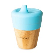Gertuvė iš bambuko su silikoniniu dangteliu 190 ml. (Blue)